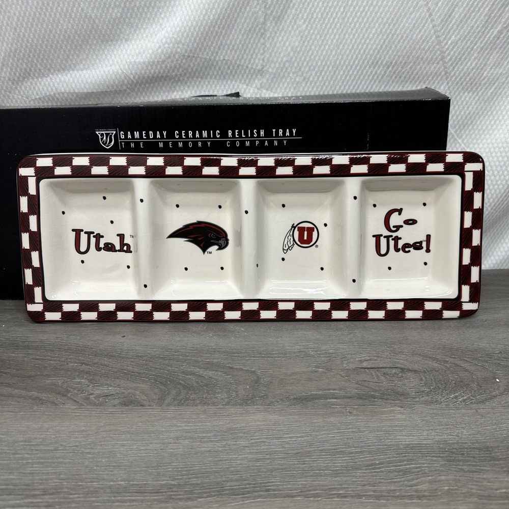 The Memory Company Utah Utes Relish Tray Unisex 19.5in Multi New Ceramic Platter